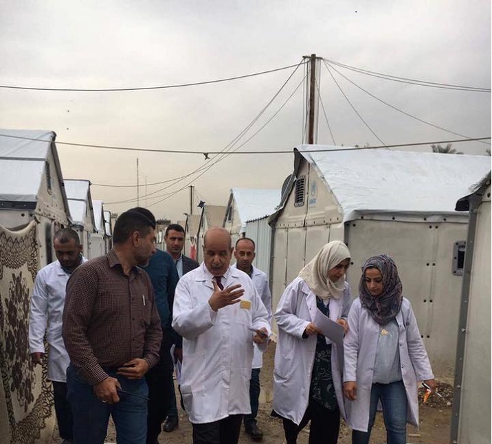 زيارة الى مخيم النازحين في حي الجامعه برئاسة الدكتور محمد جبر حويل